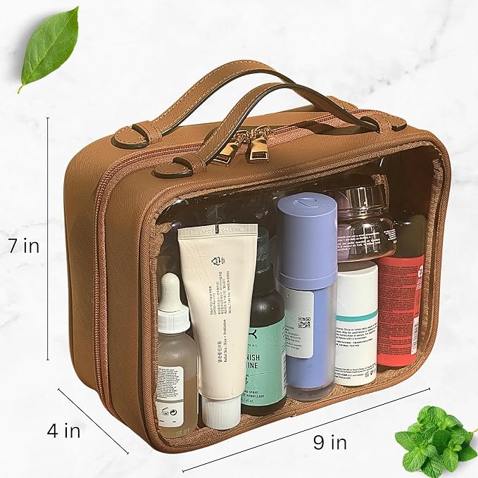 JAZD Clear Makeup Bag Toiletry Bag for Women Cosmetic Case Large Capacity Travel Make Up Bag Organizer Transparent Storage Compartment TSA Approved - Image 4