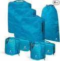 8 Piece Compression Packing Cubes Set - Double Capacity Design for Travel - Small, Medium & Large Sizes - Carry-On Suitcase Organizer Bags (Turquoise) by FocusDesign