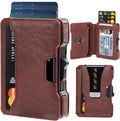 Wallet for Men, RFID Blocking Slim Mens Wallet with Money Clip | Minimalist Pop Up Card Case, ID Window, 9-11 Cards Capacity, Bifold Leather Front Pocket Wallet with Gift Box（Brown Red） by Airzoo
