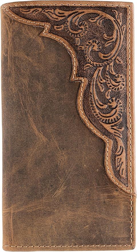 F&L CLASSIC Men's RFID Vintage Look Genuine Leather Long Bifold Wallet Checkbook Wallets,brown,240-83 by FLCLASSIC