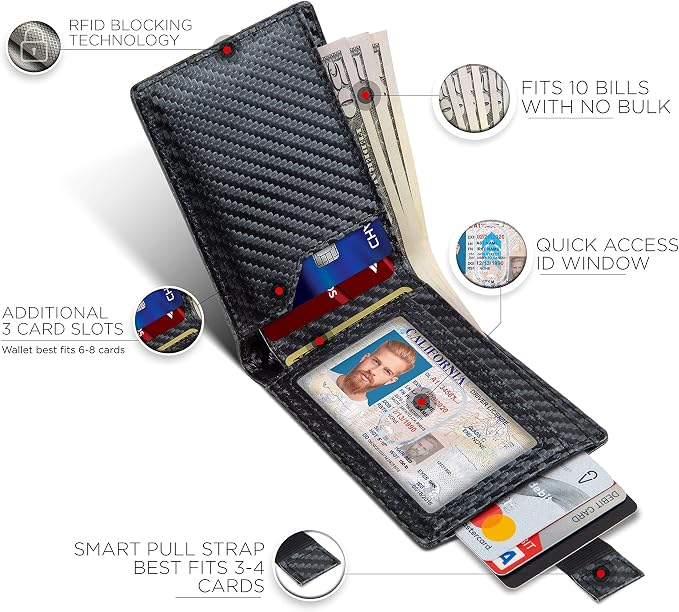 SERMAN BRANDS RFID Blocking Slim Bifold Genuine Leather Thin Minimalist Front Pocket Wallets for Men Billfold Wallet Men Gift - Image 3