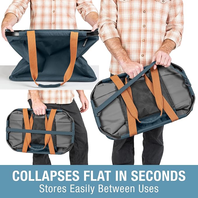 CleverMade Gear Hauler Pro Collapsible Tote Bag, 55L Outdoor Tote | Haul Bulky Gear Without Sagging | Aluminum Frame Holds 100 lb, While Shoulder and Crossbody Straps Offer Flexible Carry - Image 4