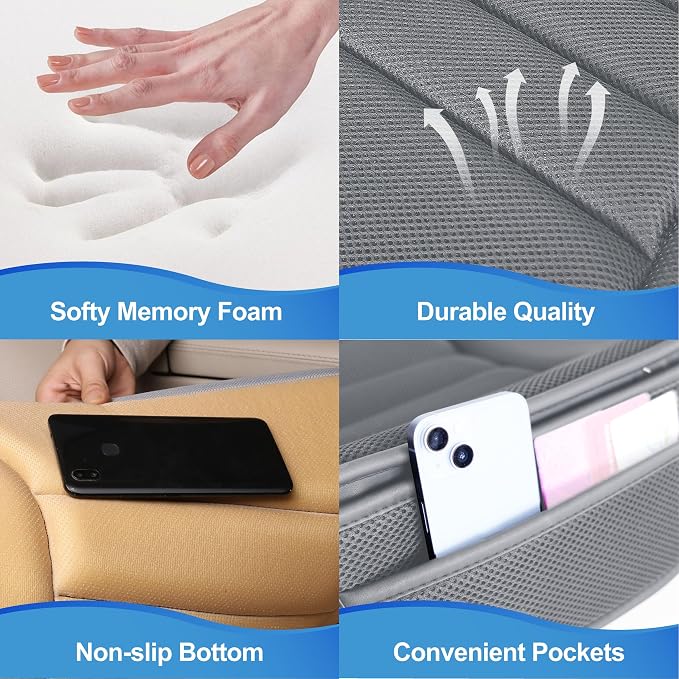 Lofty Aim Car Seat Cushion for Driving, Memory Foam Driver Seat Cushion | Car Seat Cushion for Long Driving, Automotive Seat Cushion for Pain Relief, Car Seat Pillow Fits Vehicles, Office, 4D Dgray - Image 4