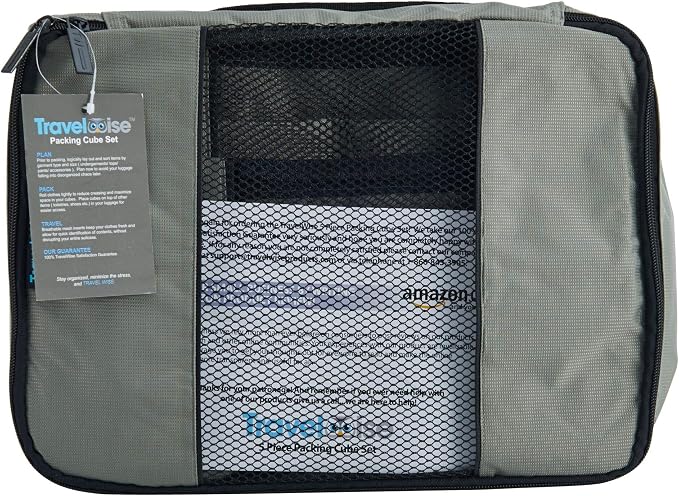 Travel Wise Packing Cubes for Travel - 5 Piece Set with Pattern Design, Lightweight Ripstop Nylon Luggage Organizers with Mesh Panel, Small Medium Large Sizes - Image 6