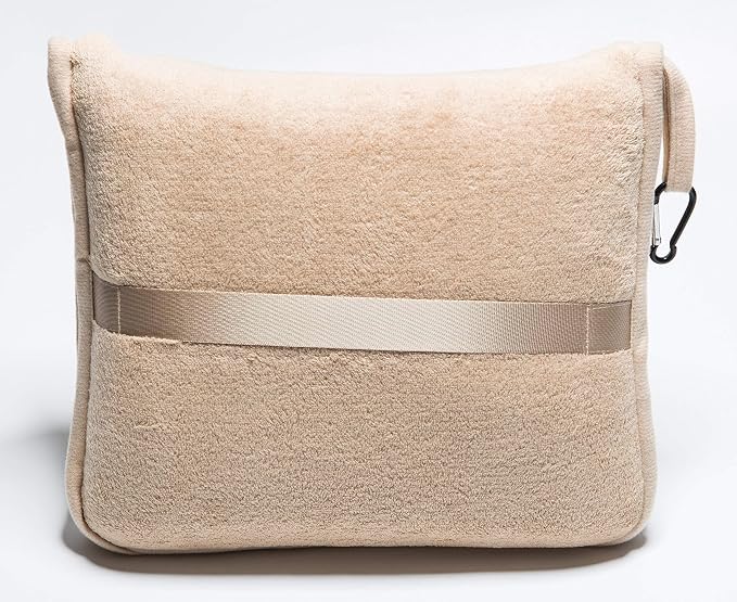 BlueHills Premium Soft Travel Blanket Pillow Airplane Throws Packable Beige | Ultra Soft Plush Travel 2 in 1 Blanket, Zipper Case with Hand Luggage Belt & Backpack Clip, Compact Portable Flight Throws - Image 9