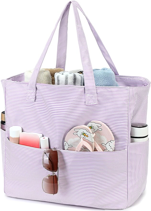 LEDAOU Beach Bag Waterproof Sandproof Women Beach Tote Pool Bag with Zipper for Swim Gym Grocery Travel with Wet Pocket | Sandproof by LEDAOU
