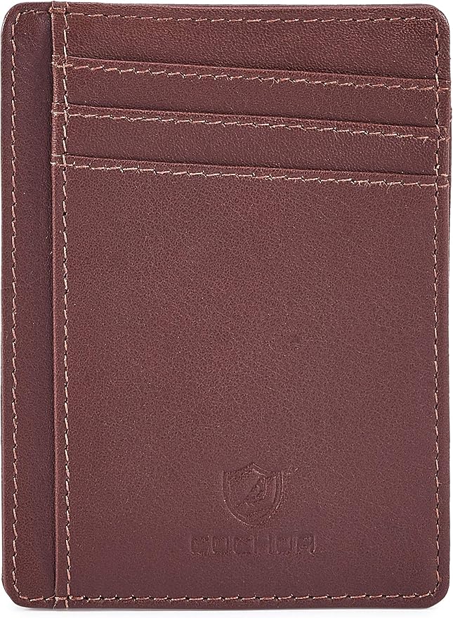 Front Pocket Wallet for Men Women Slim Minimalist Real Leather RFID Blocking Credit Card Holder by Cochoa