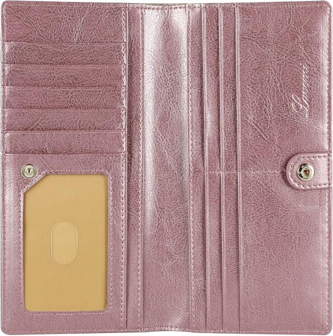 Ultra Slim Thin Leather Women Wallet RFID Blocking Credit Card Holder Bifold Long Ladies Billfold - Image 3