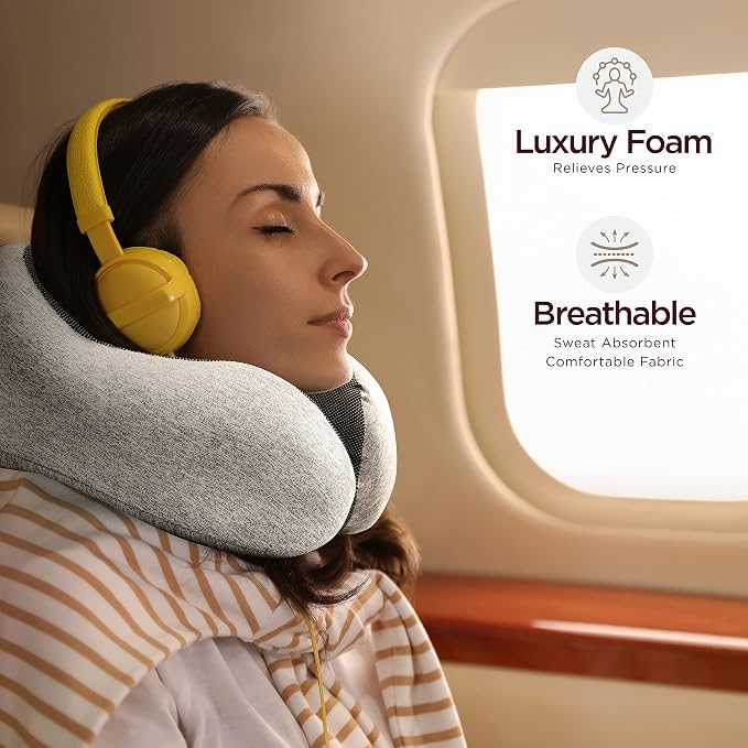 Homeify Airplane Neck Pillow Includes Travel Pillow + Airplane Phone Holder Mount + Eye Masks + Earplugs for Travel, 100% Pure Memory Foam Travel Pillow, 4 Pc Travel Kit, 2 Pack - Image 5