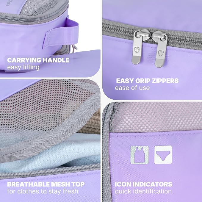 Traveler's Choice Cloverland Packing Cubes, 5-Piece Set, Purple - Image 4