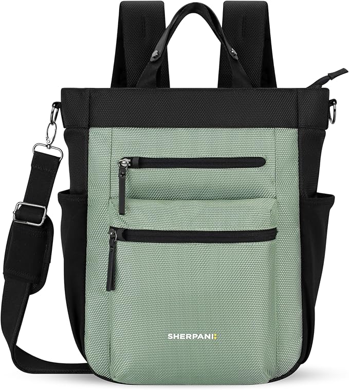 Sherpani Soleil, Anti Theft Convertible Backpack Tote (Green Aloe Mist) | 18L Travel Shoulder Bag, Everyday Crossbody Purse, RFID Protection, Business Daypack, Travel Gift for Women, Fits 13" Laptop by SHERPANI
