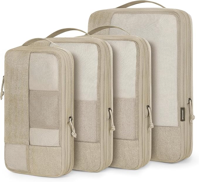 BAGSMART Compression Packing Cubes for Travel, 4 Set Luggage Organizer Bags | Fits 20/24/28in Carry-On Suitcases, Compressible Bags Streamline Cruise Travel Essentials, Sturdy Handles, Machine Washable by BAGSMART
