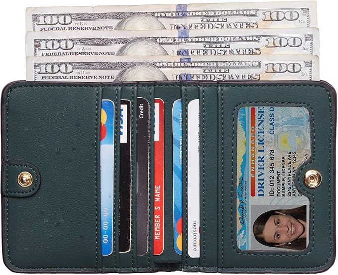 Toughergun Women’s Small Slim Leather Wallet with RFID Protection, Compact Bifold Mini Purse with Clear ID Window - Image 2