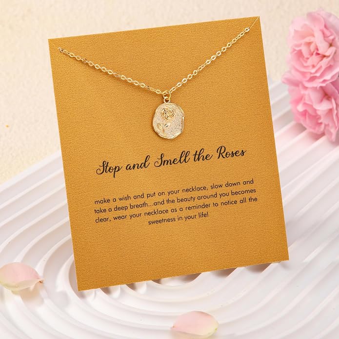 RZKING Golden Necklace for Women, Dainty Butterfly Heart Bow Rose Necklace, Gifts for Best Friend Sister Mom Girlfriend, Graduation Chritmas Birthday Anniversary Thank You Gifts - Image 5