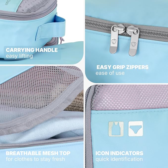 Traveler's Choice Cloverland Packing Cubes, 5-Piece Set, Light Blue - Image 4