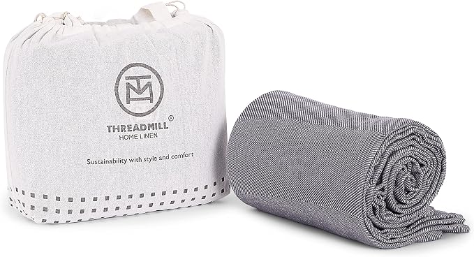 Threadmill Viscose Travel Blanket, Grey, Cotton Viscose from Bamboo | 100% Viscose, 50x75 in, Lightweight, OEKO-TEX Certified, Machine Washable by ThreadmillHomeLinen