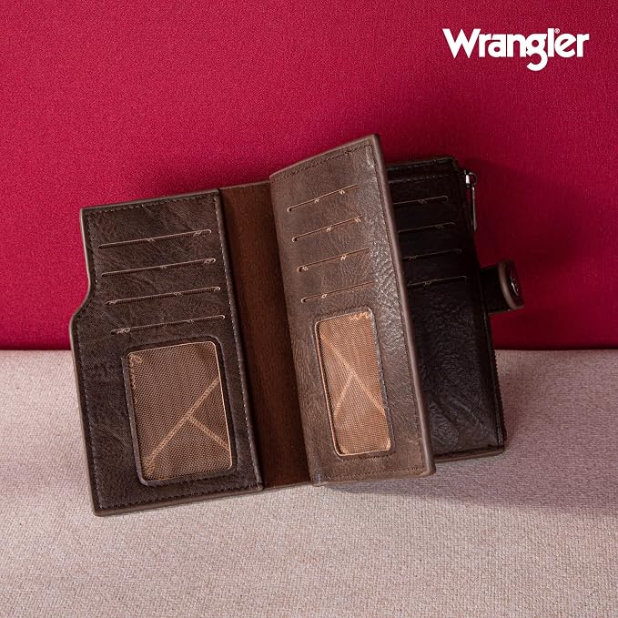 Wrangler Wallet for Women Bifold Card Holder with Zipper and ID Window - Image 2