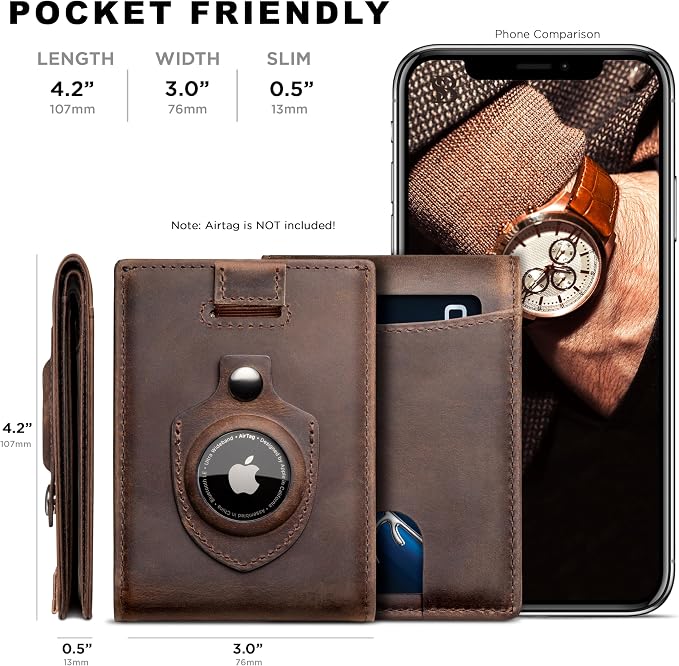 SERMAN BRANDS RFID Blocking Slim Bifold Genuine Leather Thin Minimalist Front Pocket Wallets for Men Billfold Wallet Men Gift - Image 6