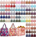 Tanlade Reusable Shopping Foldable Grocery Bags Bulk Large Tote Bags with Handle for Kitchen Supermarket Washable 50 Patterns by Tanlade