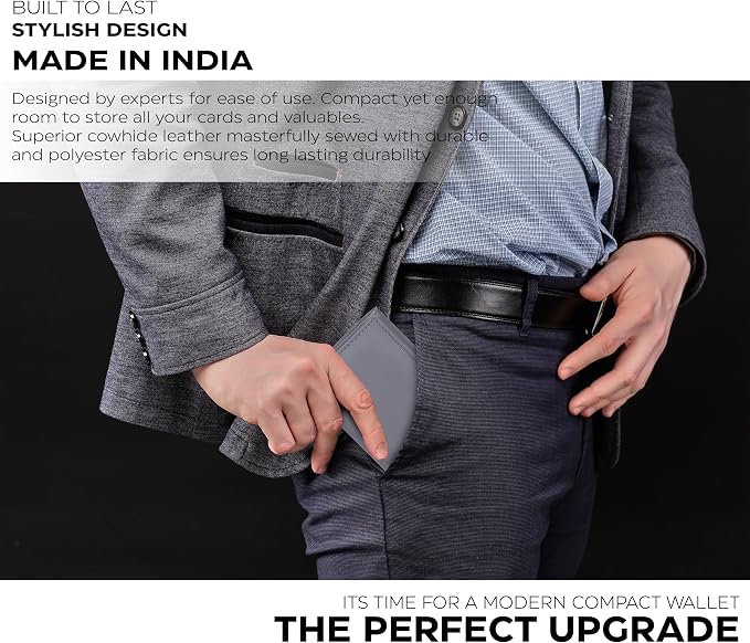 Real Leather Mens Trifold Wallet RFID Blocking Slim Minimalist Front Pocket - Thin & Stylish with ID Window in Gift Box - Image 6