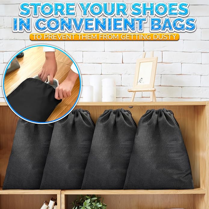 Travel Shoe Bags for Packing in Suitcase, 10 Pcs, Breathable Fabric | Shoe Bags for Travel, Non Woven Fabric, Drawstring, 15.75 x 11.80 in, Dust Proof, for Sneakers, Heels, Gym & Dance Shoes - Image 9
