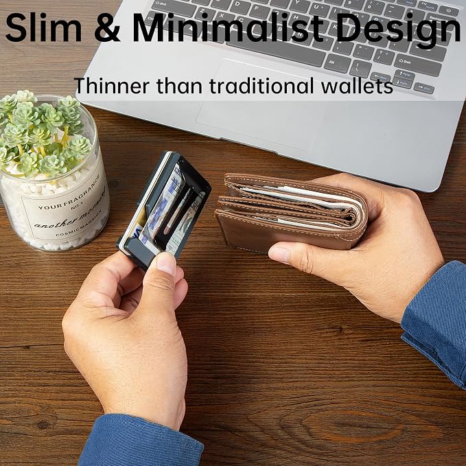 Minimalist Wallet for Men, Slim Metal RFID Blocking Wallet Credit Card Holder Money Clip & Cash Strap, Scratch-Resistant Holds 15 Cards,Ideal Gift for Men | Matte Grey - Image 4