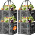 Fab totes Reusable Grocery Bags, Large Foldable Shopping Tote Bags with Reinforced Handles & Hard Bottom,4 Pack,Black by Fabtotes
