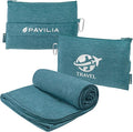 PAVILIA Travel Blanket Airplane Compact with Bag, Small Travel Pillow Blanket Long Flights, Lightweight Plane Blanket with Luggage Strap, Camping Blanket for Traveler Essentials, Teal Blue, 65x40 by PAVILIA