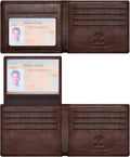 Travelambo Genuine Leather Wallet for Men with Gift Box - Handmade Bifold Stylish - Mens Wallets Rfid Blocking with 2 ID Windows by Travelambo