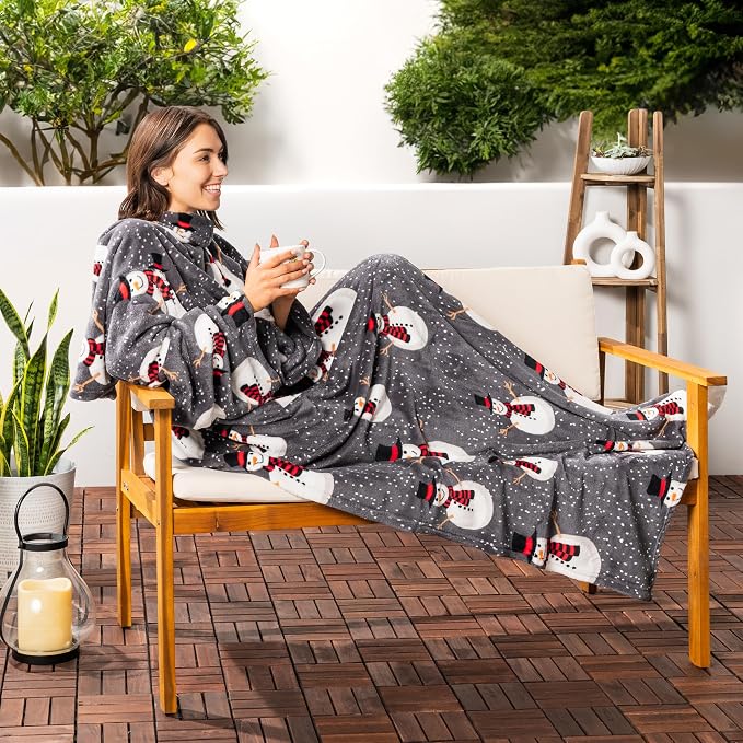 PAVILIA Wearable Blanket with Sleeves for Adult Women Men, Cozy Fleece Warm Wrap Throw with Arms, Gifts for Christmas, Wife - Image 9