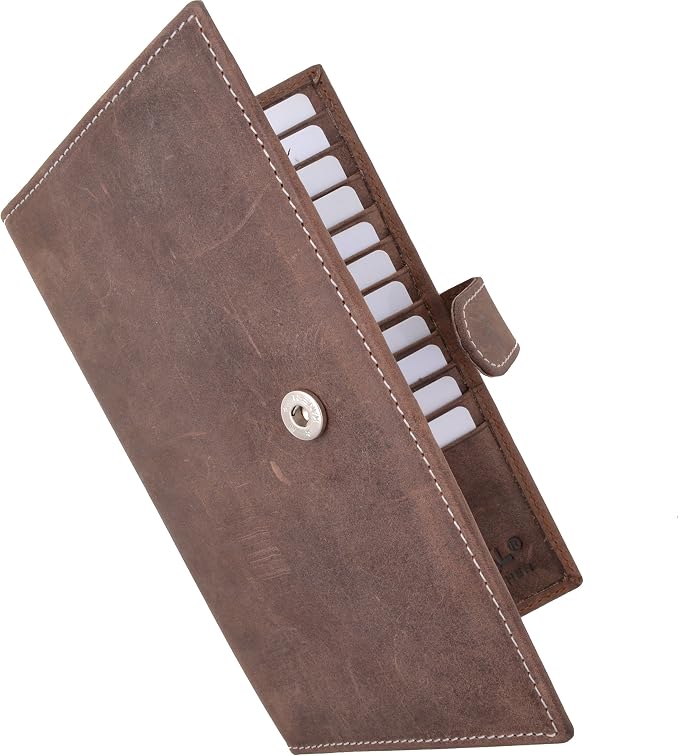 Marshal Bifold Leather RFID Blocking Wallet For Men & Women | Genuine Leather Holder With 19 Slots, 2 Bill Compartments & ID Window | For Credit/Debit Cards, Money & More (Vintage with Snap) - Image 5
