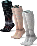 Light Compression Cotton Socks 8-15 mmHg for Women Men (3 Pairs) - Soft Knee High Socks for Comfort Support, Easy On by Bbfrey