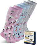 Pembrook® Bamboo Viscose Light Compression Socks - 3 Pairs | 8-15 mmhg Compression Socks | Knee High Comfort Support Socks by Pembrook