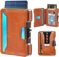 Wallet for Men, RFID Blocking Slim Mens Wallet with Money Clip | Minimalist Pop Up Card Case, ID Window, 9-11 Cards Capacity, Bifold Leather Front Pocket Wallet with Gift Box（Brown） by Airzoo