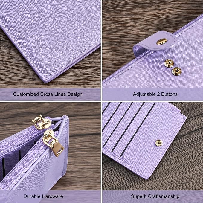 Travelambo RFID Wallet Women Large Size Bifold Multi Card Wallet Case with Zipper Pocke Credit Card Holder for Women - Image 6