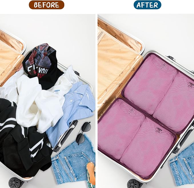 Packing Cubes Set, 2 Pcs Packing Organizers Set for Suitcases (Burgundy) - Image 5
