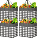 WOWBOX Reusable Grocery Bags, Foldable Reusable Shopping Tote Bags | 4-Pack Large Storage Bags bulk with Reinforced Handles and Water Resistant Coating for Groceries,Multipurpose,Grey-White by WOWBOX