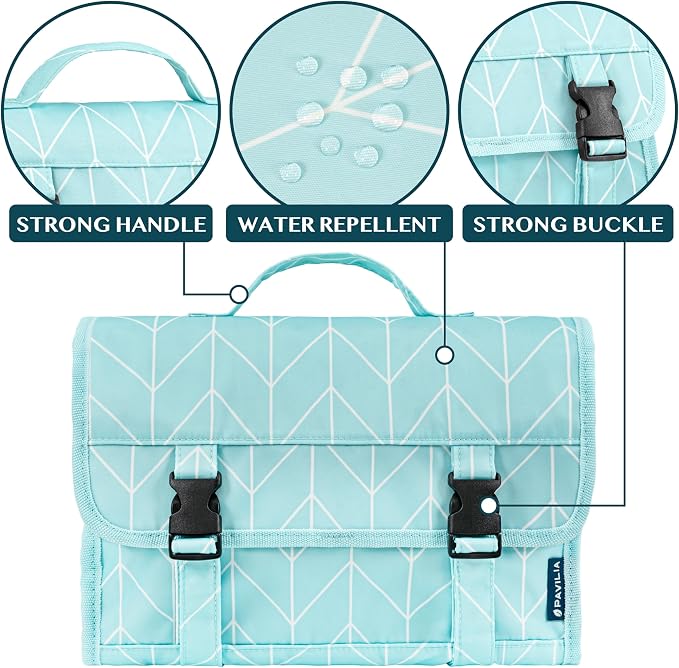 PAVILIA Travel Hanging Toiletry Bag for Women Men, Large Capacity Makeup Bag Kit, Waterproof Cosmetic Storage Organizer Case for Bathroom Shower - Image 3