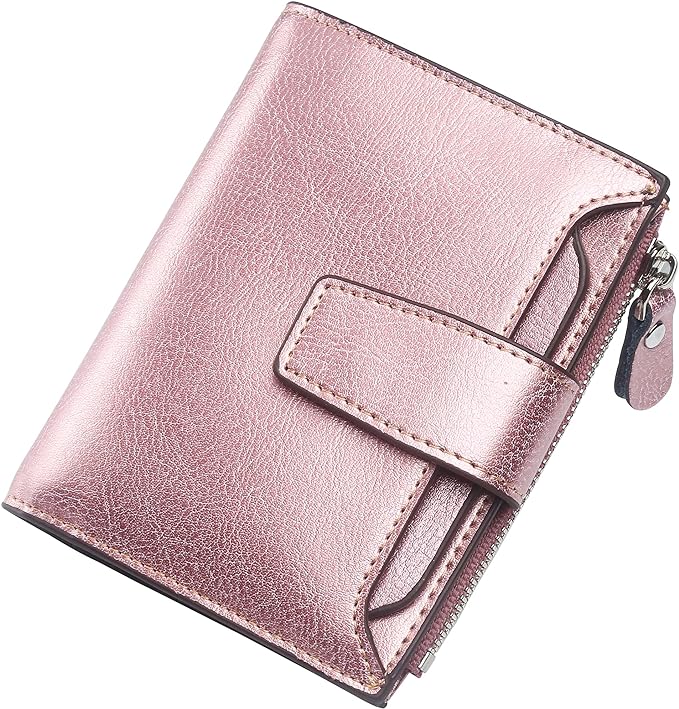 Small Compact Women Wallet RFID Blocking Genuine Leather Bifold Purse with ID Windows by Lavemi