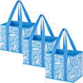 VENO 3 Pack Heavy Duty Reusable Grocery Shopping Bags Utility Tote | Water Resistant, Storage Box with Sturdy Handles & Hard Bottom, Foldable for Groceries Shopping Cart(Spring Breeze, 6 Gallon) by Veno