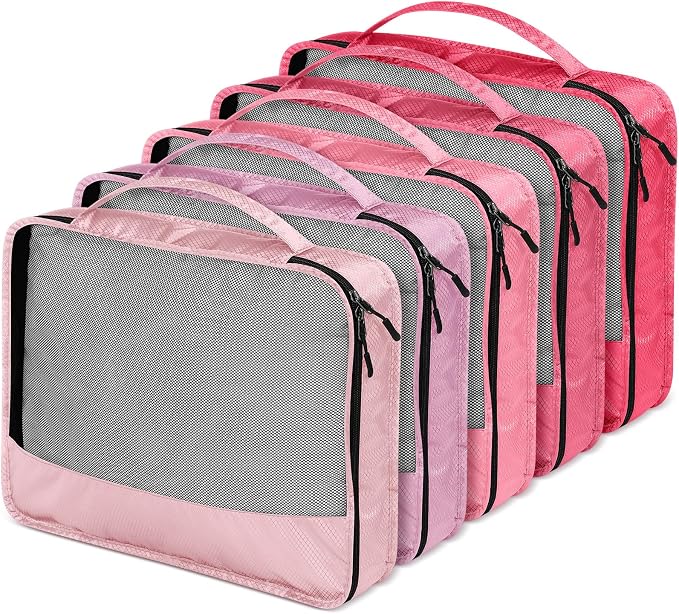 5 Pcs Packing Cubes for Suitcase Large Travel Cubes Carry on Luggage Organizer Bags for Clothes Accessories(L,Pink) - Image 5