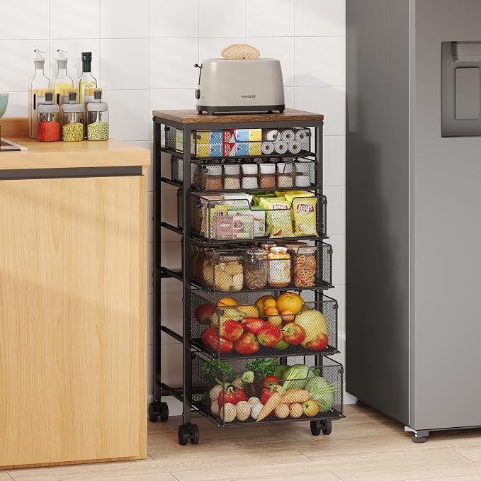 Rolling Storage Cart with 6 Drawers, Craft Cart with Lockable Wheels | Storage Drawer Organizer, Utility Cart for Classroom, Closet, Pantry, Bathroom, Kitchen, Art, Dorm, Office - Image 2
