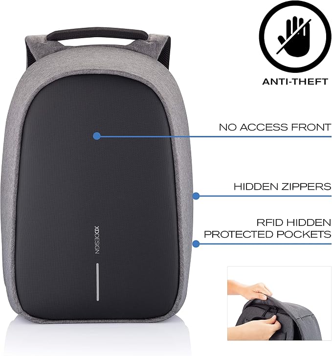 XDDesign Bobby Hero 16 Liter Anti Theft Laptop Backpack, Padded 15.6" Laptop Sleeve, Recycled Material, Water Repellent, USB Charging Port, Travel Carry on Flight Approved for Men&Women - Image 3