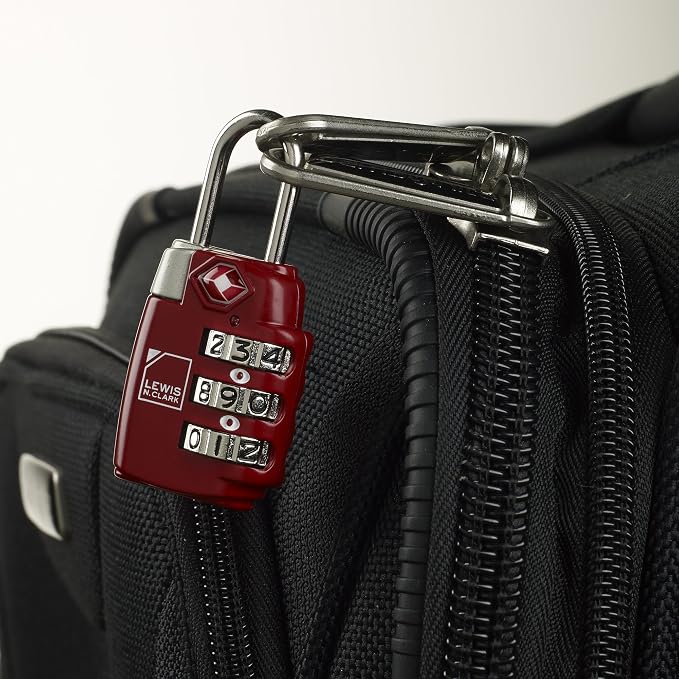 Lewis N. Clark Travel Sentry TSA-Approved Luggage Lock, Large 3 Dial Combination with Easy Read Dials - Red - Image 5