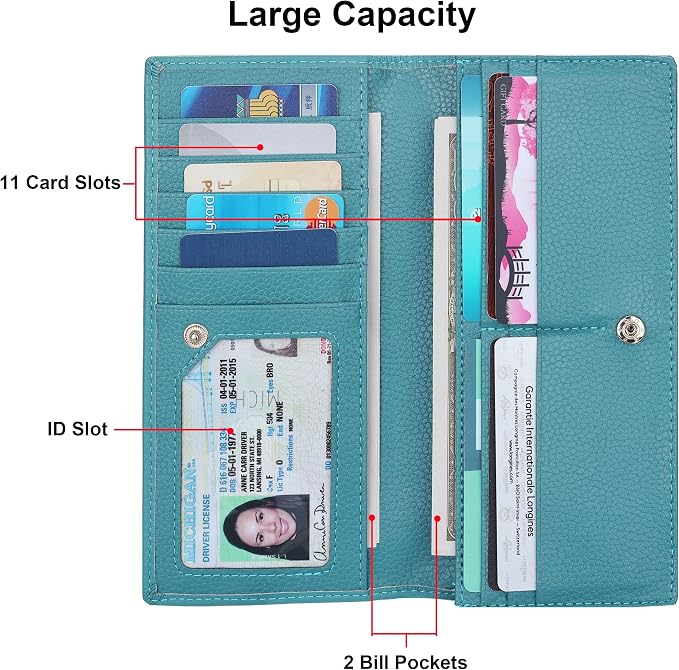 Ultra Slim Thin Leather Women Wallet RFID Blocking Credit Card Holder Bifold Long Ladies Billfold - Image 4
