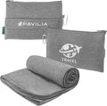 PAVILIA Soft Travel Blanket, Compact Airplane Blanket in Bag, Portable Blanket Pillow Set, Lightweight and Packable Plane Flight Car Trips Travel Home Office Gift Accessories, Gray, 65x40 inches by PAVILIA