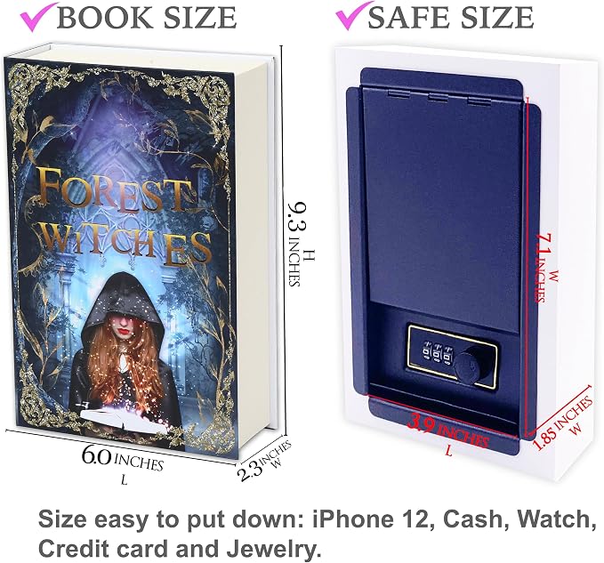 Forest Witches Book Safe Lock Box with Key, Vintage Hidden Book Safe with 2 Keys, Mystical Diversion Safe Box Secret Compartment Items for Cash, Passport and Home Security - Image 8