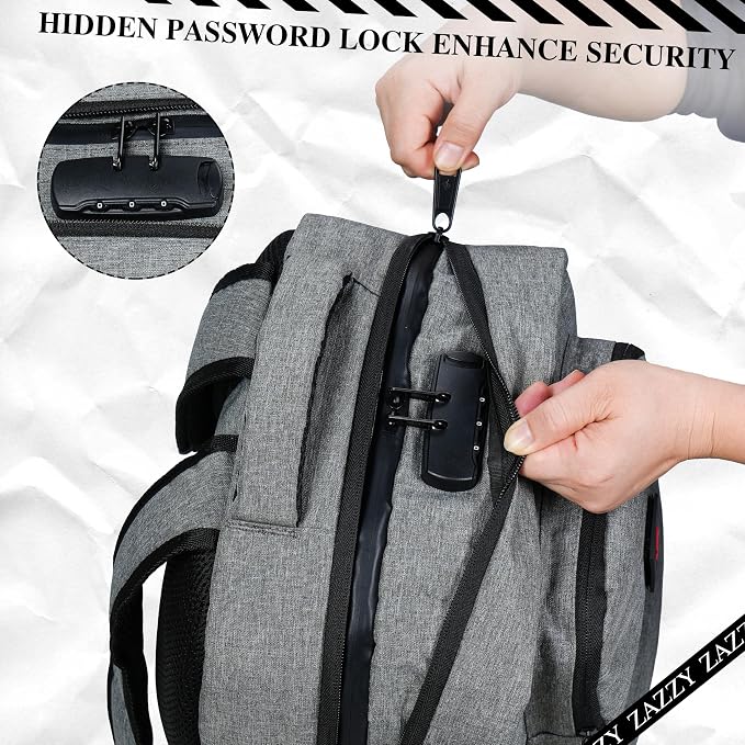 zazzy Smell Proof Backpack with Lock Carbon Fiber Backpack with Combination Lock Odor Proof Bags Travel Backpack for Men & Women - Image 4