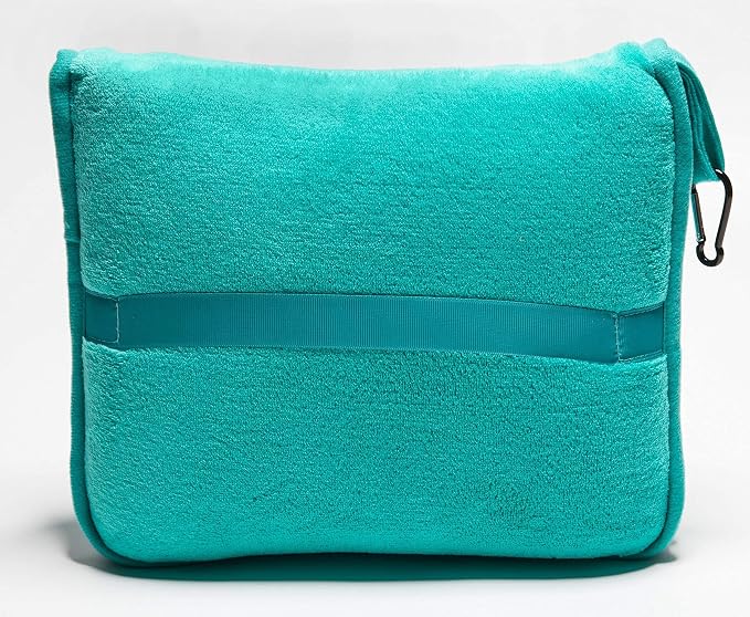 BlueHills Premium Soft Travel Blanket Pillow 2 Pack Airplane - Teal Green | 2 Pack Travel Blanket Set, Zipper Bag/Pillowcase, Luggage Strap & Carabiner, Airplane Traveling Essentials, Carry on Comfort - Image 9