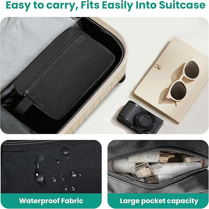 Travel Toiletry bag for Women and Men,Small Cosmetic Bag Hanging Lightweight Makeup Bag Small Tool Bag Travel Organizer accessories for Women Men - Green - Image 6